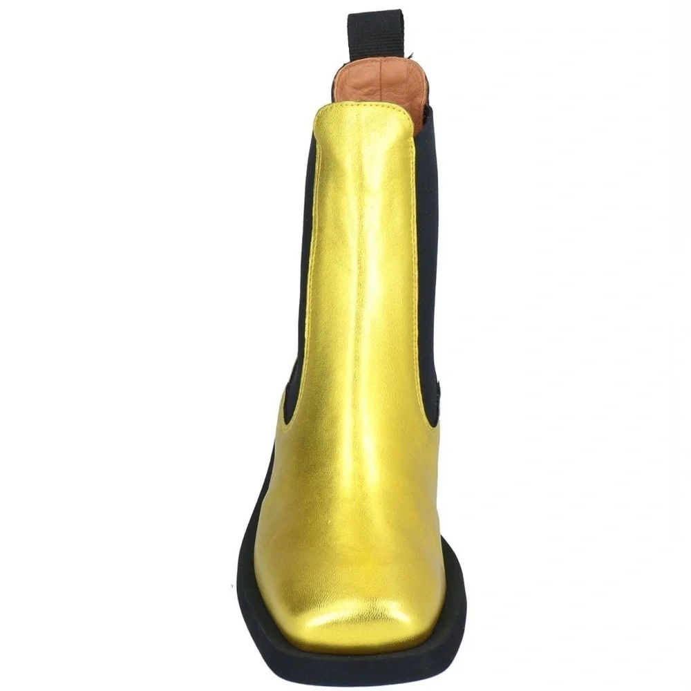 Ganni Gold Metallic Chelsea Ankle Boots